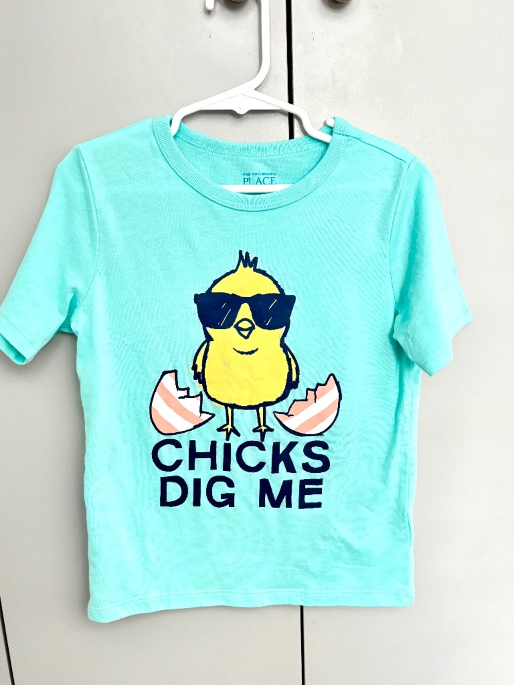 NEW Toddler Boys CHICKS DIG ME Easter T Shirt Light Blue Chick Egg Sz 5T